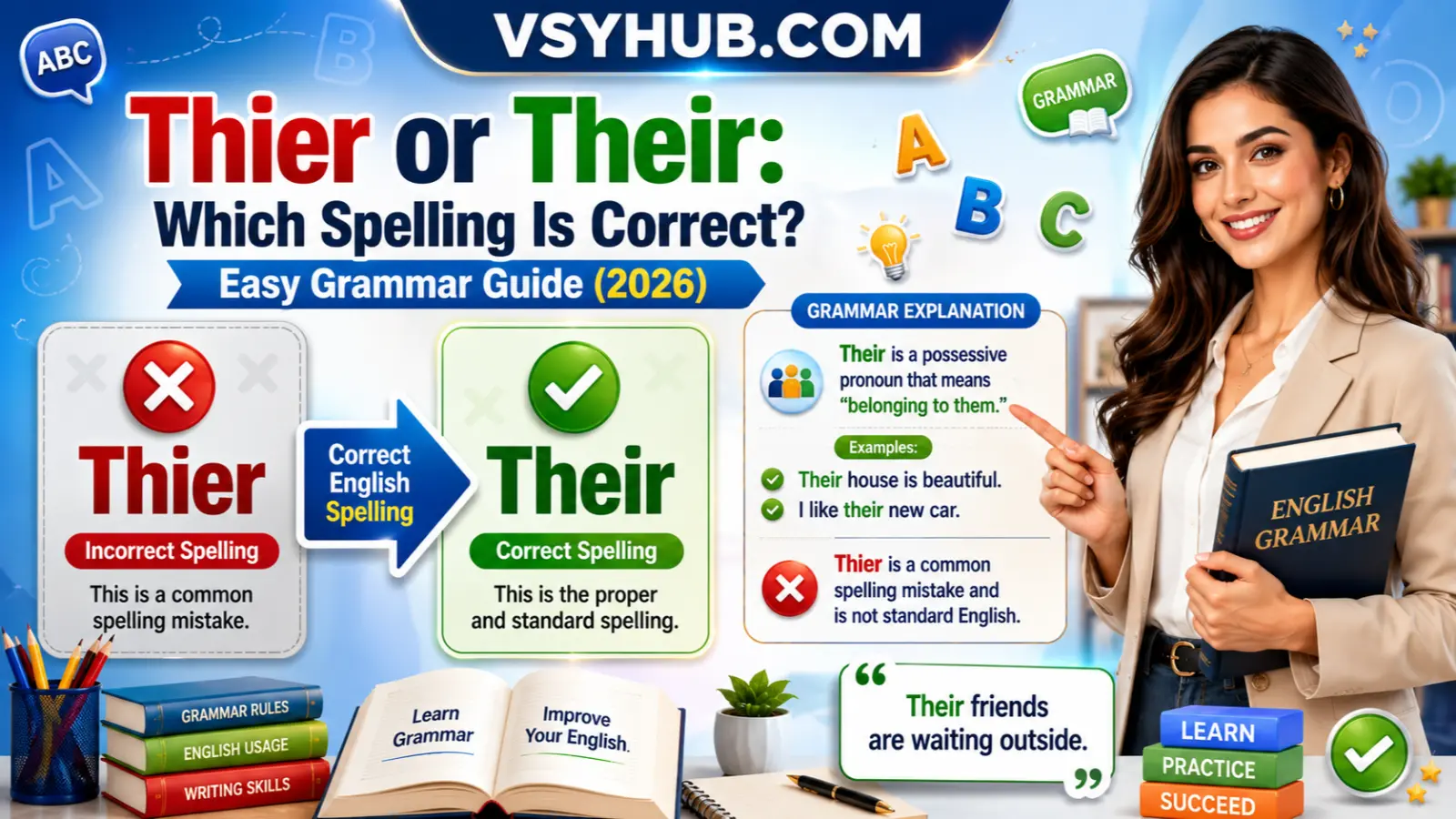 Thier or Their: Which Spelling Is Correct? Easy Guide 2026