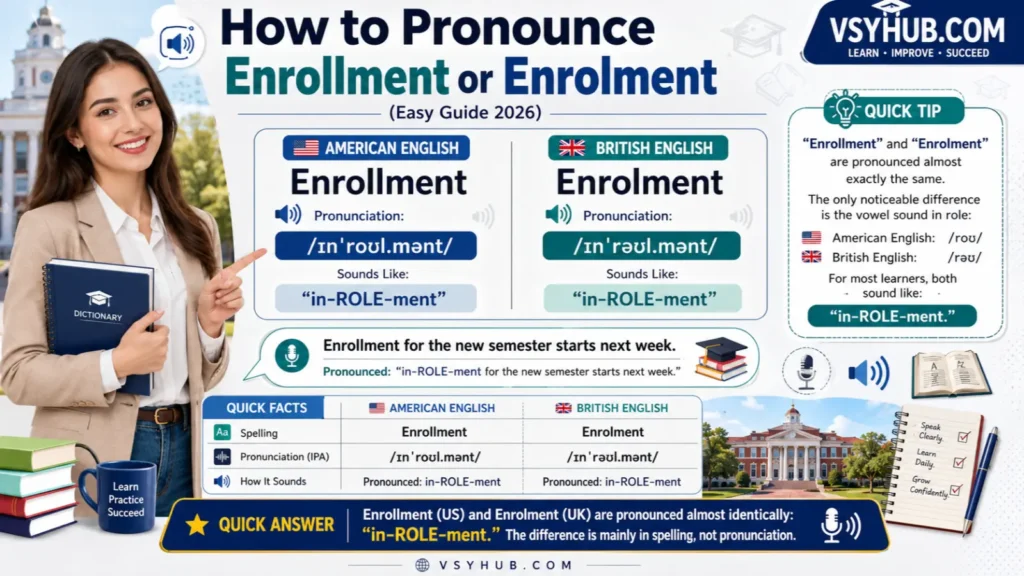 How to Pronounce Enrollment or Enrolment