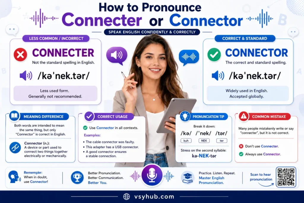 How to Pronounce Connecter or Connector