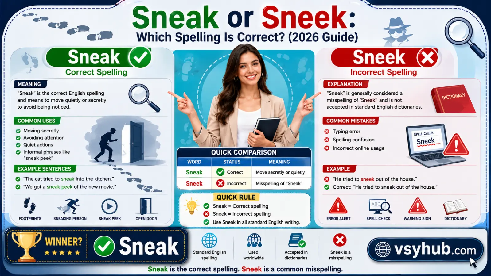Sneak or Sneek: Which Spelling Is Correct? (2026 Guide)