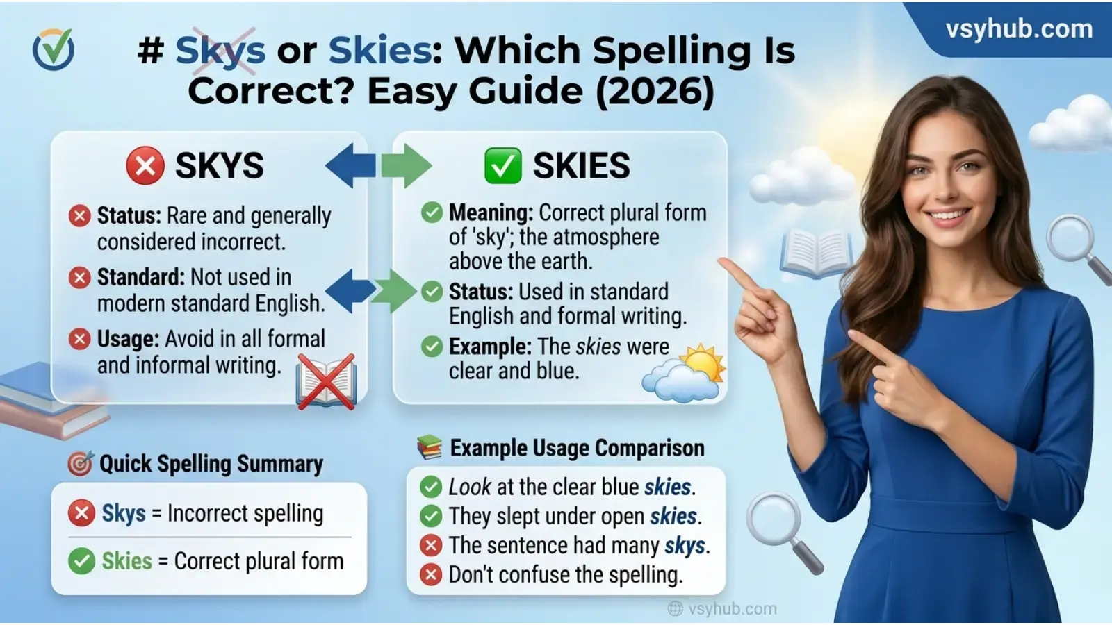 Skys or Skies: Which Spelling Is Correct? Easy Guide (2026)