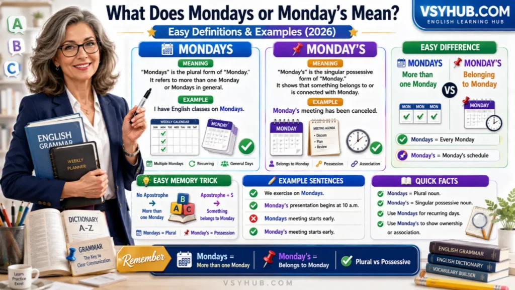 What Does Mondays or Monday's Mean?