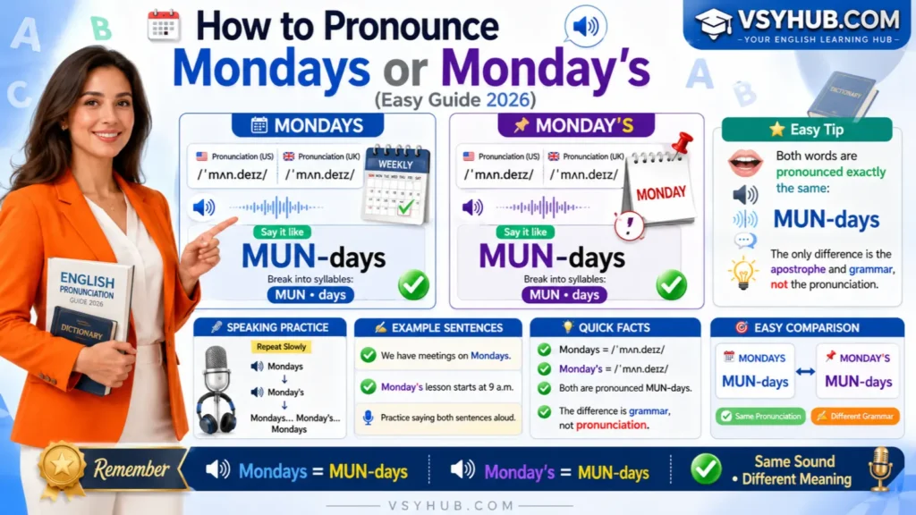 How to Pronounce Mondays or Monday's
